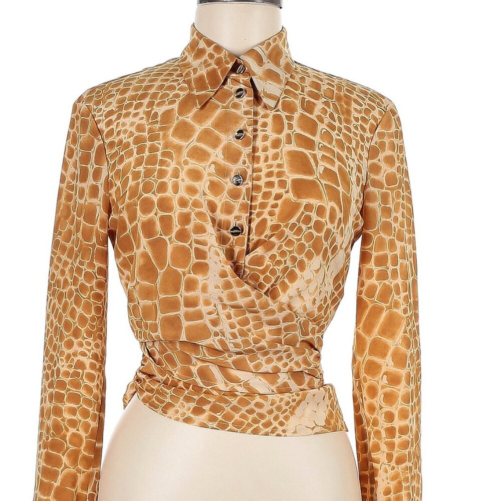 Escada Animal Print Button Down Blouse